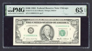 1985 $100 Fr#2171-G One Hundred FRN G Note Chicago PMG 65 EPQ Serial # G10995515 - Picture 1 of 2