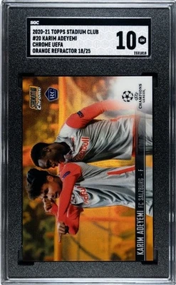 2020-21 Stadium Club Chrome Karim Adeyemi Orange Refractor RC /25 #20 Dortmund - Image 1 of 2