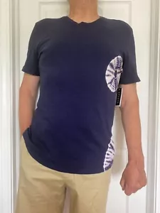 $99 VELVET Asher Graphic Tee T-Shirt Mens in Navy Crew Neck Short Sleeve L - Picture 1 of 5