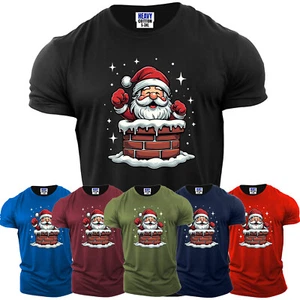 Santa Christmas Funny Men's Short Sleeve T-Shirt New Xmas USA Halloween Gift Tee - Picture 1 of 11