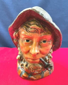 ANTIQUE PETITE AUSTRIA POTTERY TOBACCO JAR HUMIDOR HANDSOME FISHERMAN SGND BU - Picture 1 of 8