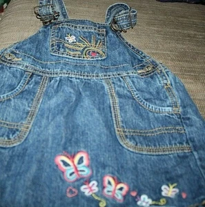 Vestbak OshKosh Denim Romper Girls size 24 m Butterfly Embroidery -B ! - Picture 1 of 6