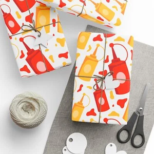 Ketchup and Mustard Bottles Premium Eco-Friendly Decorative Gift Wrapping Paper - Picture 1 of 21