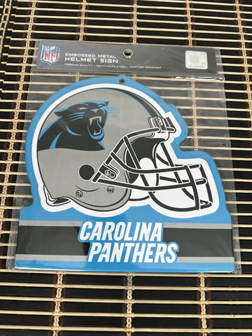 Carolina Panthers NFL Helmet Metal Embossed Sign Garage Mancave SheShed 8"x8" Cover