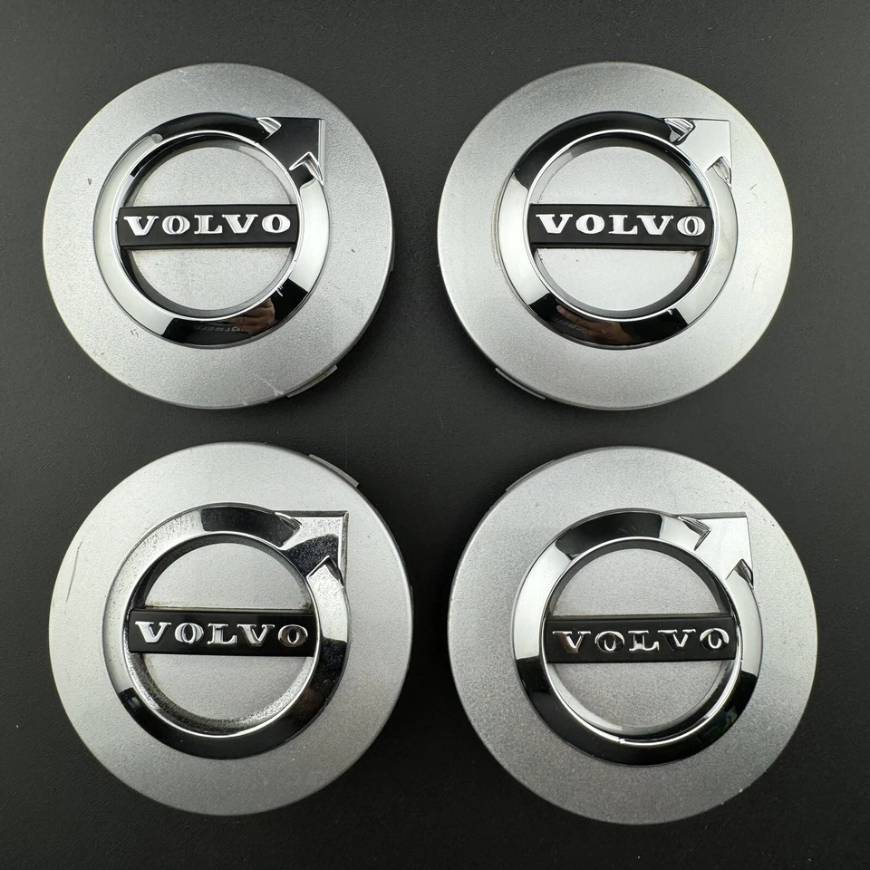 Set Of 4 VOLVO XC90 XC60 XC40 S60 S90 CENTER CAPS p/n 31471435 2012-24 SILVER - Image 1 of 4