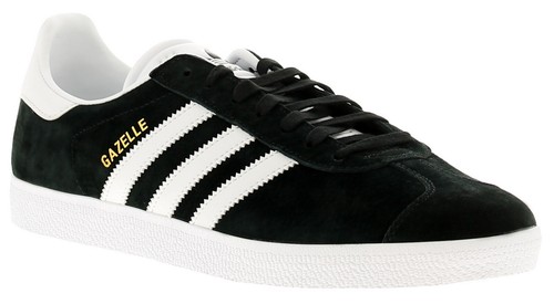 Adidas Originals scarpe da ginnastica uomo Gazelle in pelle stringate nere taglia UK