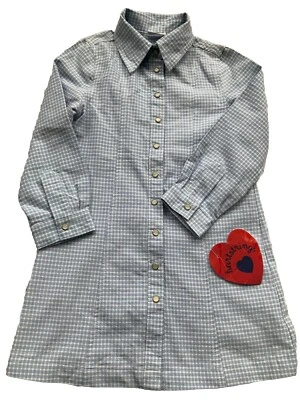 HARTSTRINGS Blue Plaid Shirt Dress Pearl Button Snaps NWT Girls 5 - Image 1 of 4