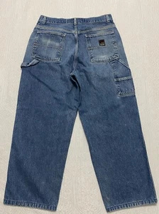 Vintage Structure Work Carpenter Jeans Mens Size 33x26 Blue Wide Leg Baggy Y2K - Picture 1 of 14