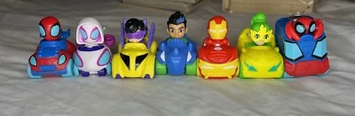 Spidey and His Amazing Friends 7 Mini Racers Lot Spiderman Spider Gwen Iron Man+ - Image 1 of 4