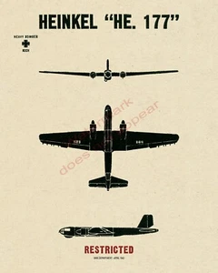 WWII German Heinkel He 177 Greif Heavy Bomber Aircraft Recognition Poster V-1 - Picture 1 of 7