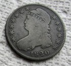 1820 Capped Bust Silver Half Dollar Early Rare Date Type Coin Cleaned Scratched