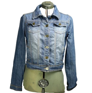 JouJou Classic Denim Jean Jacket Button-Up Long Sleeve 4 Pockets Collared Blue S - Picture 1 of 24