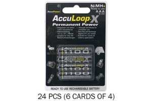 24-Pack AAA 1100 mAh NiMH AccuLoop-X Rechargeable Low Discharge Batteries - Picture 1 of 1