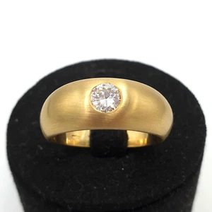 ANELLO SOLITARIO FASCIA RICONDIZIONATO ORO MASSICCIO 18K DIAMANTE 0,32ct VVS1/G - Foto 1 di 11