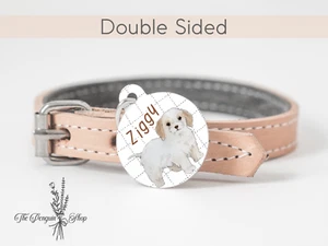 Personalised Cavachon cute Dog Pet ID Tag Double sided Custom Name Dog Tags - Picture 1 of 4