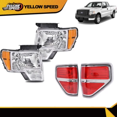 Faros cromados + luces traseras rojas luces de freno aptas para camioneta Ford F150 2009-2014 Foto 1 de 4