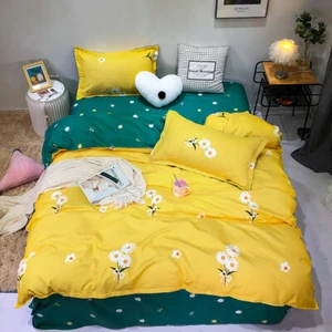 Yellow Chrysanthemum Cotton Bedding Quilt Cover Set Pillowcase Single Queen King - Imagen 1 de 12