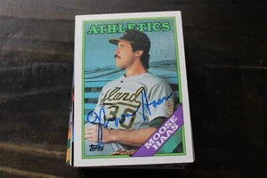 TARJETA AUTOGRAFIADA DE MOOSE HAAS HARD OAKLAND A'S - Imagen 1 de 1
