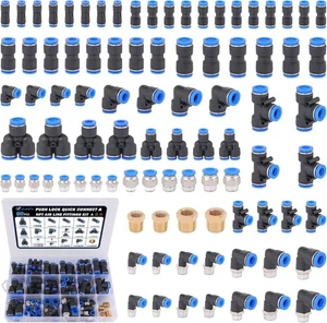 90 tlg Schnellkupplung Luftleitung Armaturen Set Pneumatik Push Lock Luftverschraubungen 1... - Bild 1 von 4