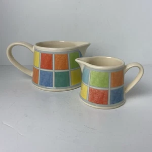 Villeroy & Boch Twist-Alea Faience Creamer & Pitcher Set Colorful Checkerboard - Picture 1 of 17