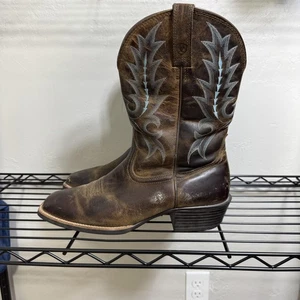 Botas Ariat Para Hombre Talla 13D Cuero Marrón Vaquero Occidental Puntera Cuadrada 10011801 Rodeo - Imagen 1 de 12