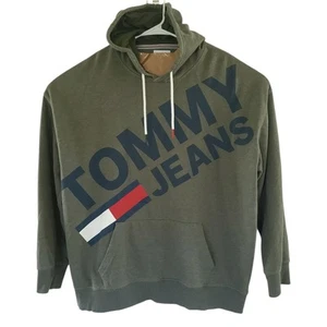 Tommy Hilfiger Denim Men XXXL Retro Vtg Style Green Graphic Pullover Hoodie EUC - Picture 1 of 12