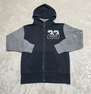 Nike Air Jordan Hoodie Boys Small Black Gray Jumpman Logo Full Zip 8-10 Years - Picture 1 of 8