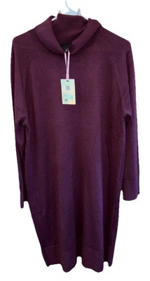 Alex Marie Eggplant Sweater Dress XL Pullover NEW Long Sleeve Karina Slits Cowl - Image 1 of 4