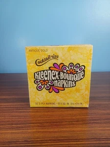 Vintage 1967 Kleenex Napkins Cocktail Size Antique Gold Unopened Retro Vibes - Picture 1 of 9