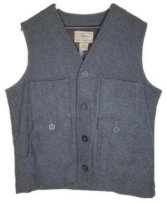 L.L.Bean Wool Blend Hunting / Lodge Vest Dark Gray 0KMM4 Rear Game Pouch Men's L - Image 1 of 4