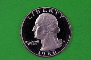 1980-S Deep Cameo Washington US GEM Proof Quarter - Bild 1 von 1