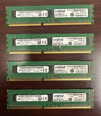 LOT 4 X 8GB MICRON MT18JSF1G72AZ-1G9E1ZG 2RX8 PC3-14900E DDR3-1866 ECC MEMORY - Image 1 of 2