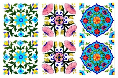 Home Decor Moroccan Pottery Ceramic Handmade Wall Tiles 6 x 6 Inch Set of 6 - Image 1 of 3