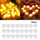 24x Heart-shaped Led Candle Tea Lights Valentine Proposal Wedding Table Party
