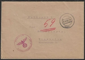 GERMANY 1943 Censored FP#41786 SS POLIZEIFUHRER Russia Cover to Wiesbaden - Picture 1 of 2