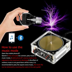 110-220V Bluetooth Music Tesla Coil Arc Generator Artificial Lightning Touchable - Picture 1 of 30