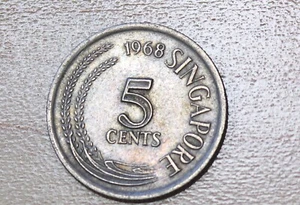 1968 Singapore 5 Cents Snake Bird - Picture 1 of 2