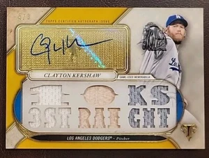 2017 Topps Triple Threads Clayton Kershaw Patch/Bat Relic Auto #6/9 Dodgers 💥🔥 - Picture 1 of 2