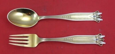 Christmas by A. Michelsen Sterling Silver Fork and Spoon Set 18th anniversary  - Image 1 of 2