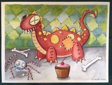 "Mr. Spider & the Dinosaur" OG Painting Evil Toys Creepy Cute Goth Halloween
