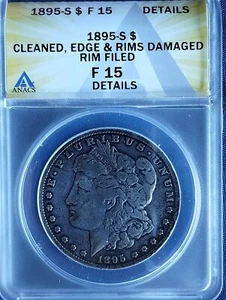 1895-S Morgan Silver Dollar $1 Coin - Certified ANACS F15 (Fine) - Rare Coin! - Picture 1 of 4