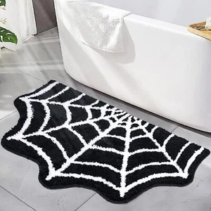 Spider Web Bath Mat 31โ20" Halloween Bath Mat Nonslip Rugs Spiderweb Rug Machine - Picture 1 of 8