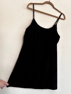 XL/1X/2X/3X New Cotton Jet Black Stretchy Knit Long Tank Top Extender Tee - Image 1 of 4