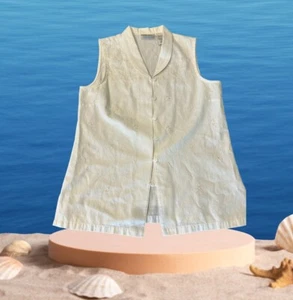 Womens Kathie Lee Collection White patterned sleeveless blouse: size Large SEE - Picture 1 of 9