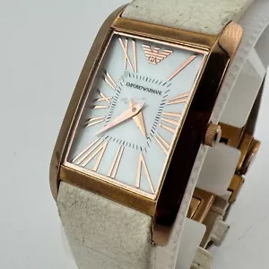 Emporio Armani Quartz Watch Unisex 30m Rose Gold Steel Rectangle New Battery - Picture 1 of 6