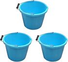 (Pack of 3) 3 Gallon Bucket With Metal Handle Garden Builders Trugs Sky Blue UK