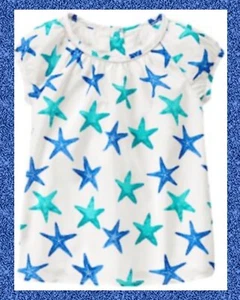 NWT 4 Gymboree “SEASIDE STROLL” Cotton Blue STARS Metallic SILVER trim TOP SHIRT - Picture 1 of 2