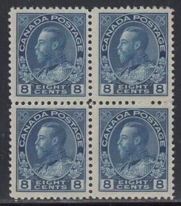 Canada, Scott #115, KGV Admiral Issue Block of 4 Stamps, F-VF, MNH, Cat. $320 - Picture 1 of 2