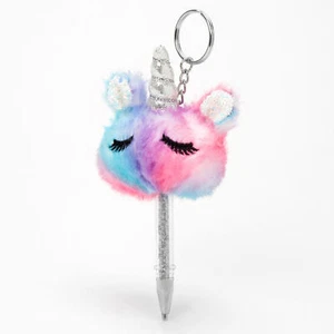 Claire’s Rainbow Unicorn Mini Keychain Pen Glitter Keychain Bag Tag - Picture 1 of 1