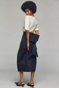 NWT Anthropologie MAEVE SCULPTED 3-D BACK BOW Midi Pencil Skirt BLACK 4 - Picture 1 of 6